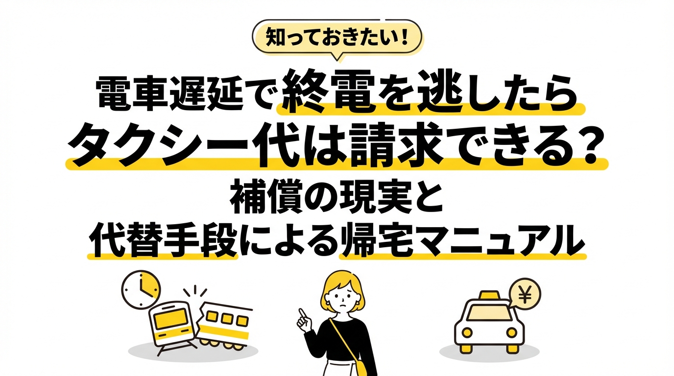 電車遅延で終電を逃したらタクシー代は請求できる？補償の現実と代替手段による帰宅マニュアル