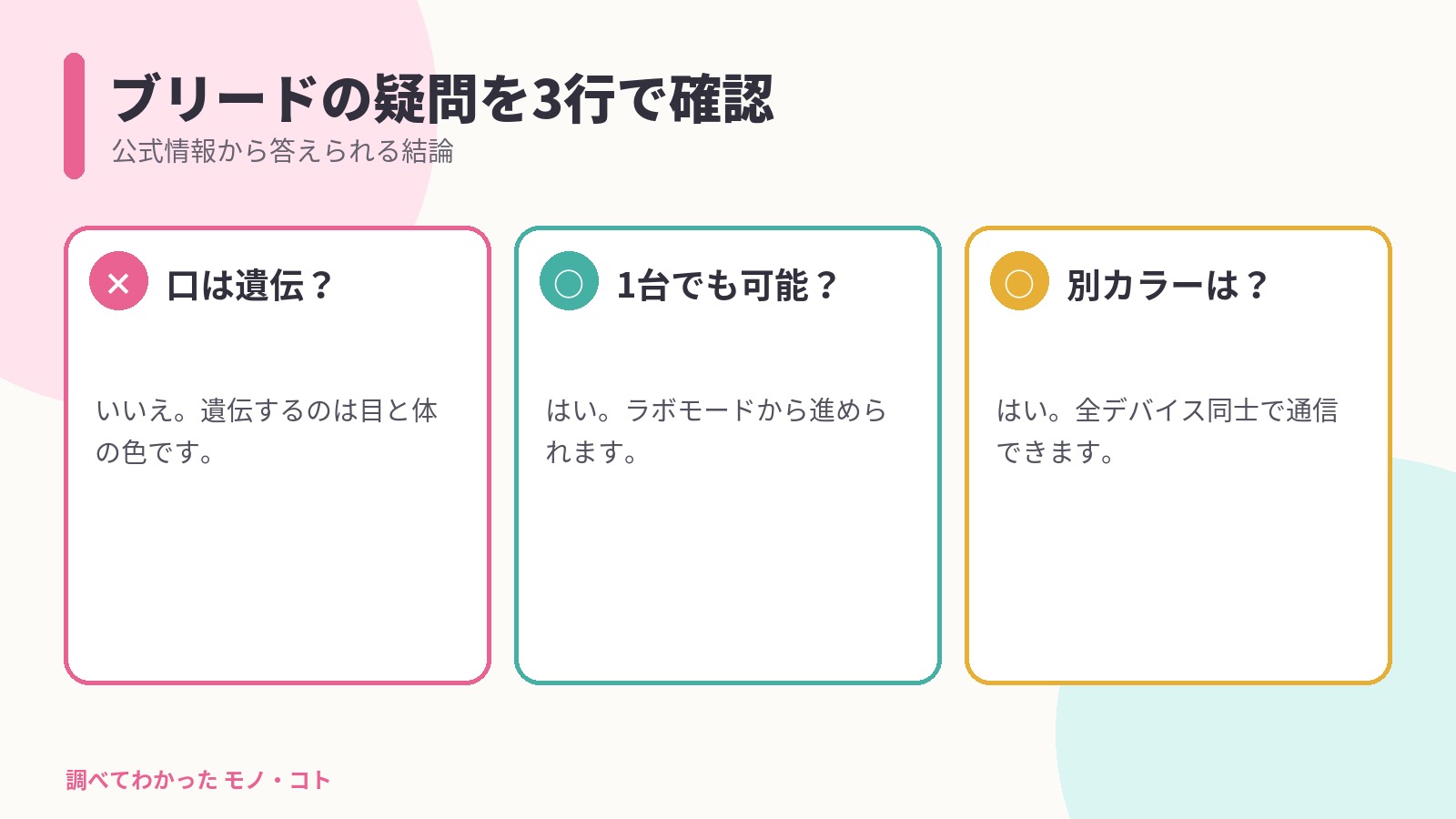 たまごっちパラダイスのブリードと遺伝に関するよくある質問